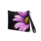 Luxury Purple Flower Crossbody Bag – Black Faux Leather Floral Designer Handbag – Elegant Statement Purse for Women - Perfect Captures Photography