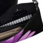 Luxury Purple Flower Crossbody Bag – Black Faux Leather Floral Designer Handbag – Elegant Statement Purse for Women - Perfect Captures Photography