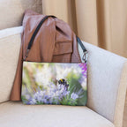 Bee on Wildflowers Wristlet Pouch Bag – Nature Photography Zipper Clutch for Women