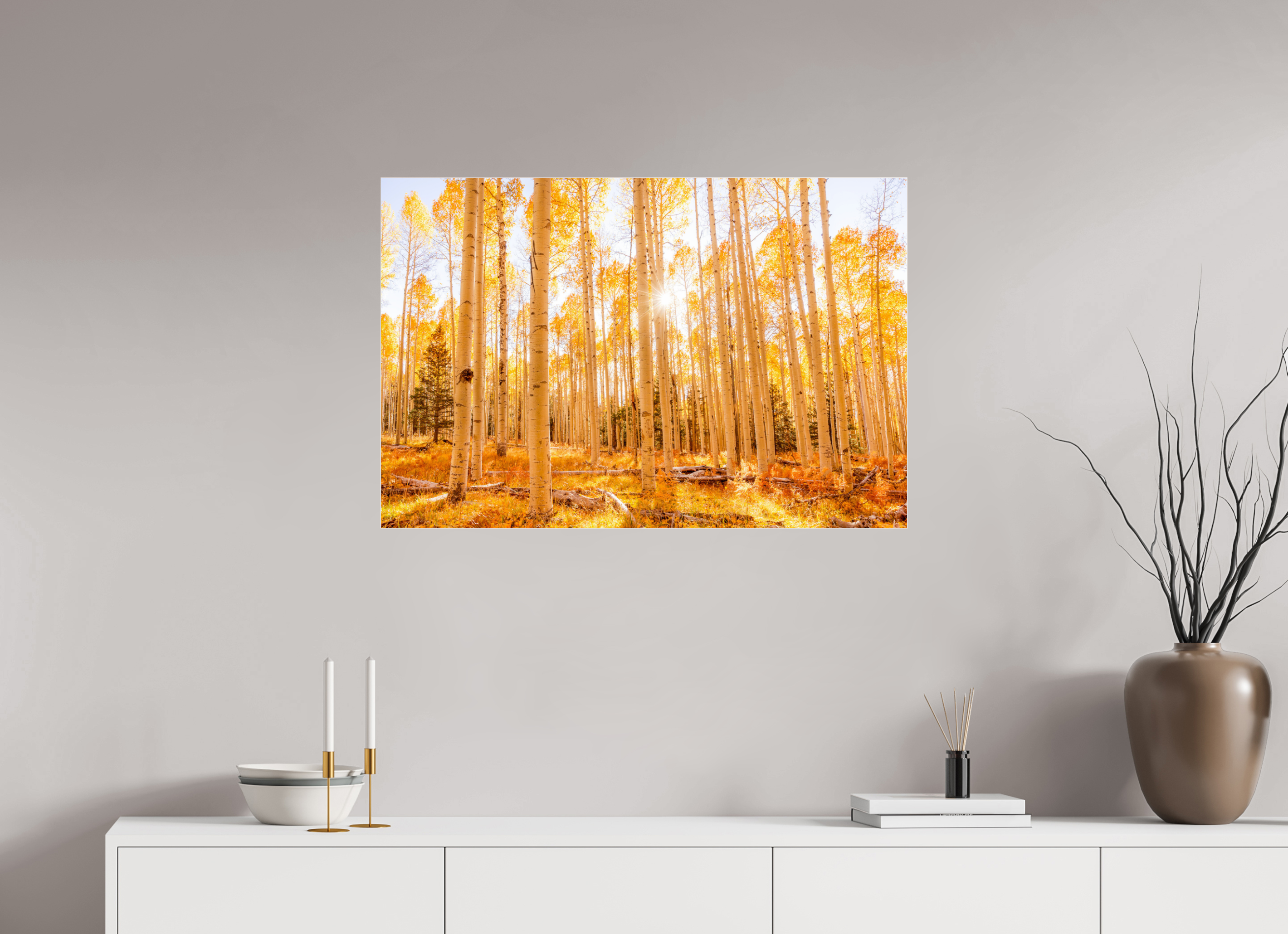 90 x 60 cm, Photo Print Under Acrylic Glass Golden Aspens