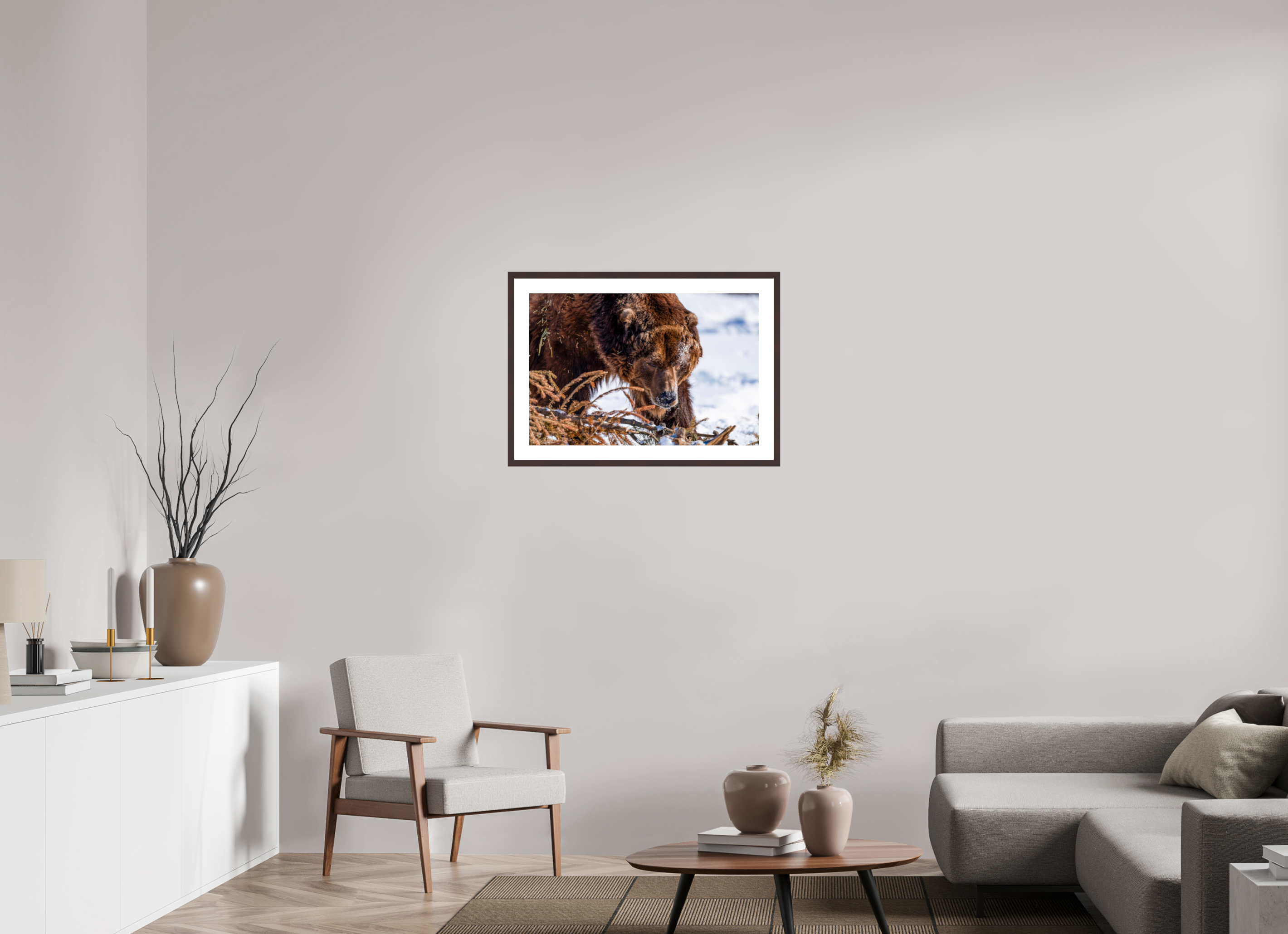 75 x 50 cm, Brown Frame Alaskan Bear