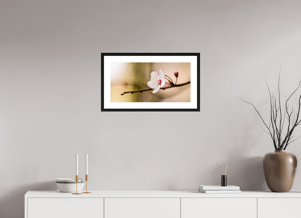59.2 x 30 cm, Black Frames Cherry Blossom