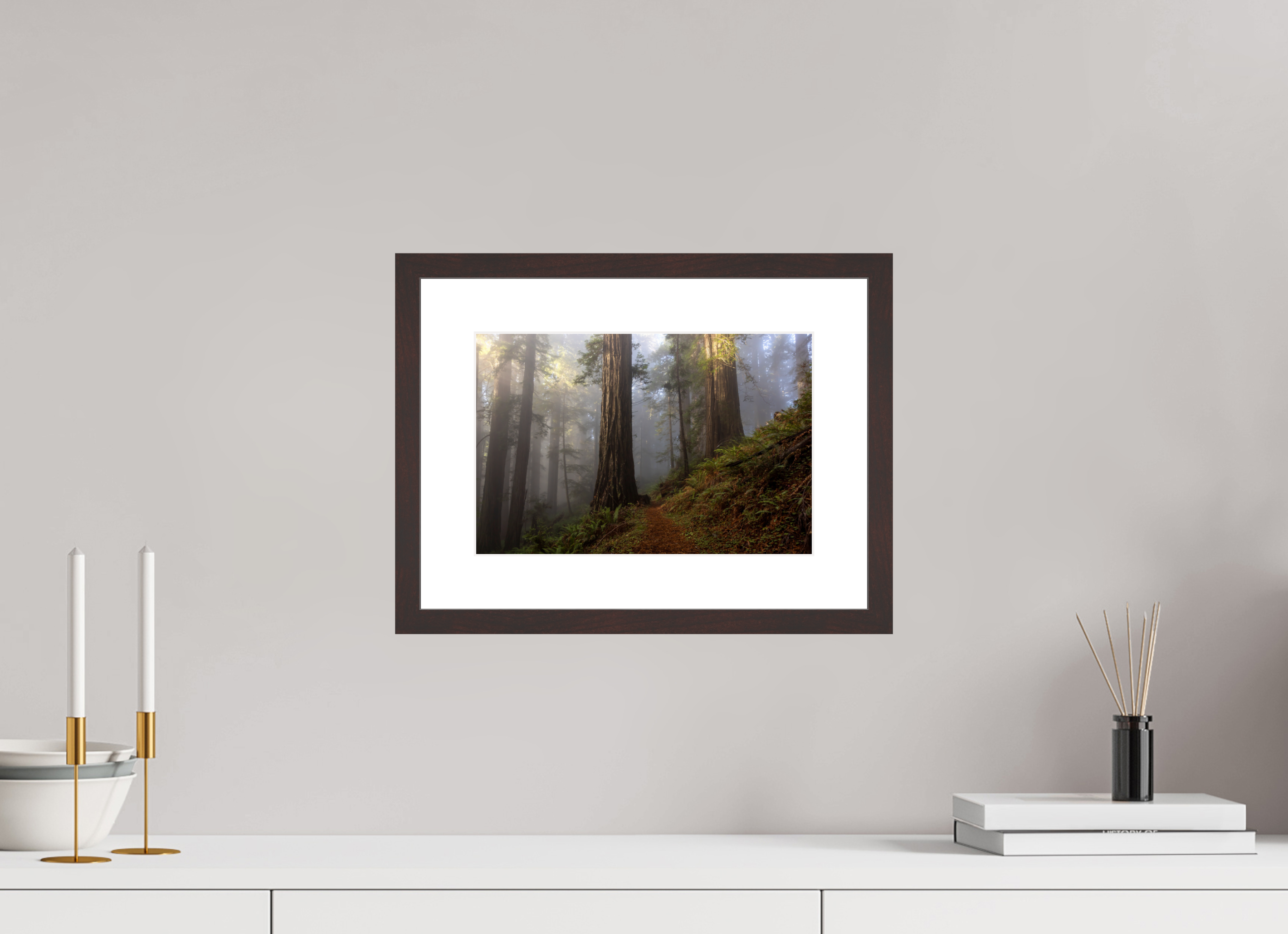 30 x 20 cm, Brown Frame Misty Redwood