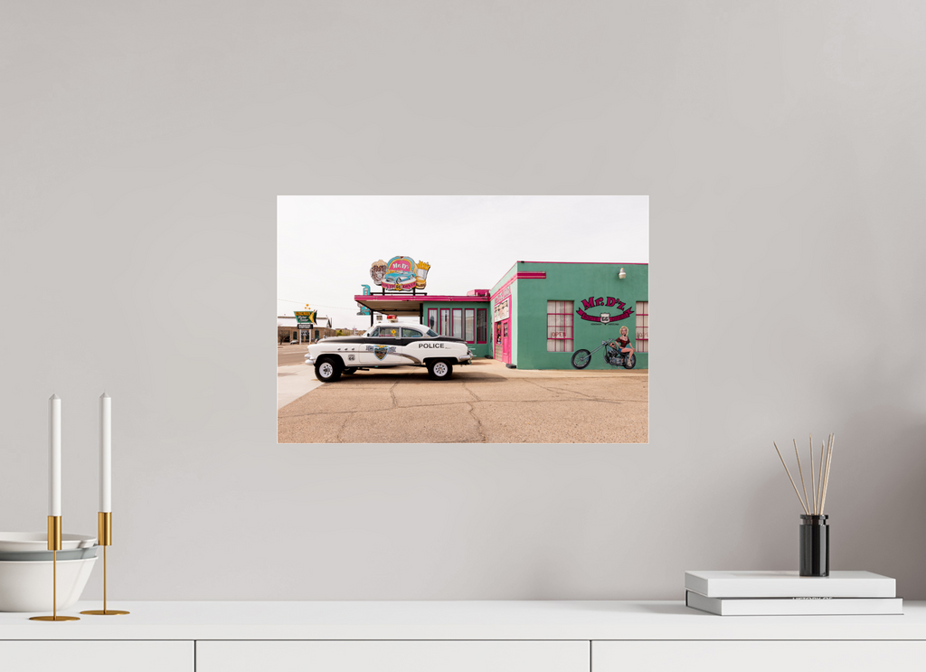 45 x 30 cm, Photo Print Under Acrylic Glass Retro Styles on Route 66