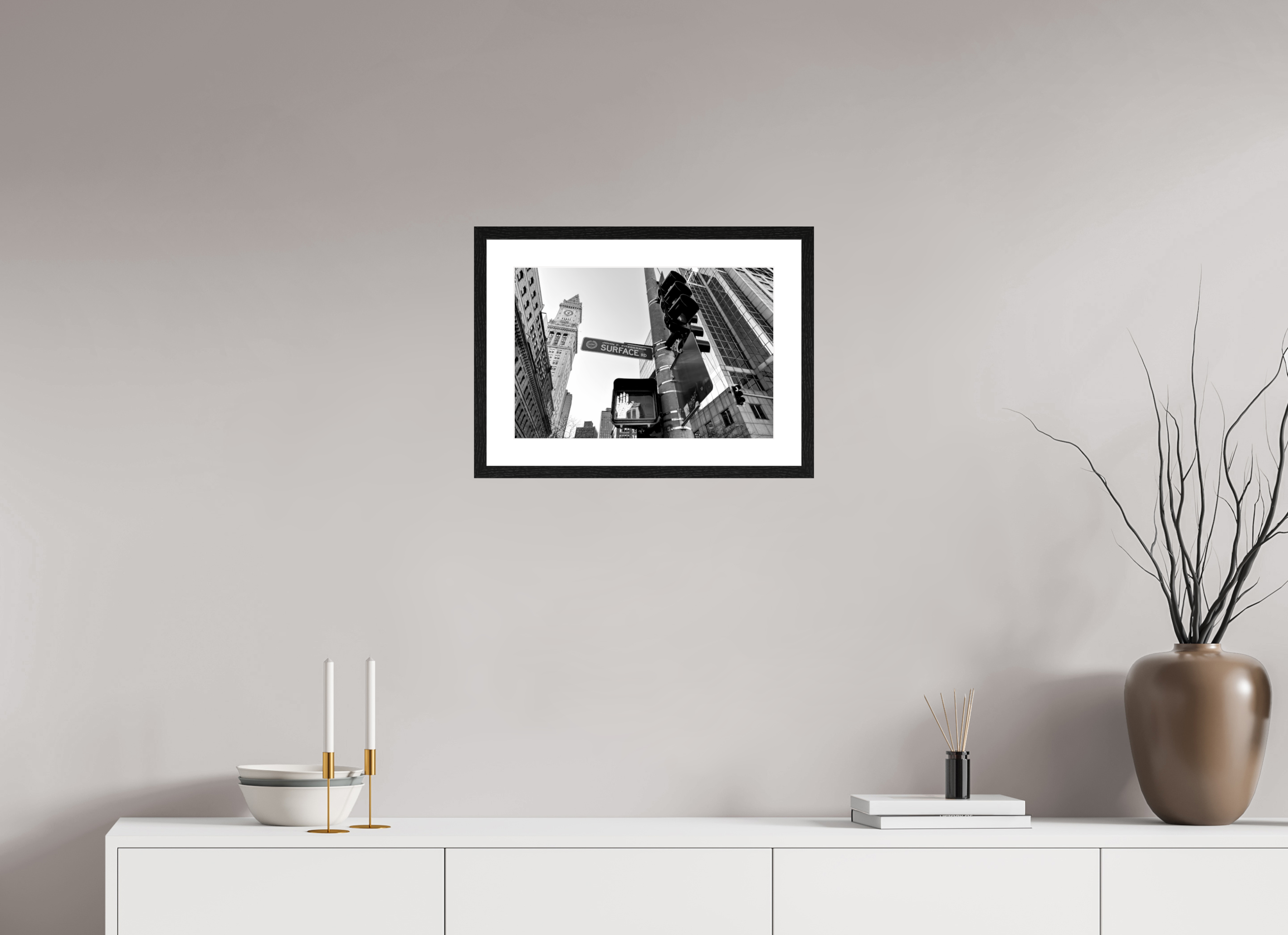 45 x 30 cm, Hamburg 40 mm Black Frame with Black and White Paper Boston