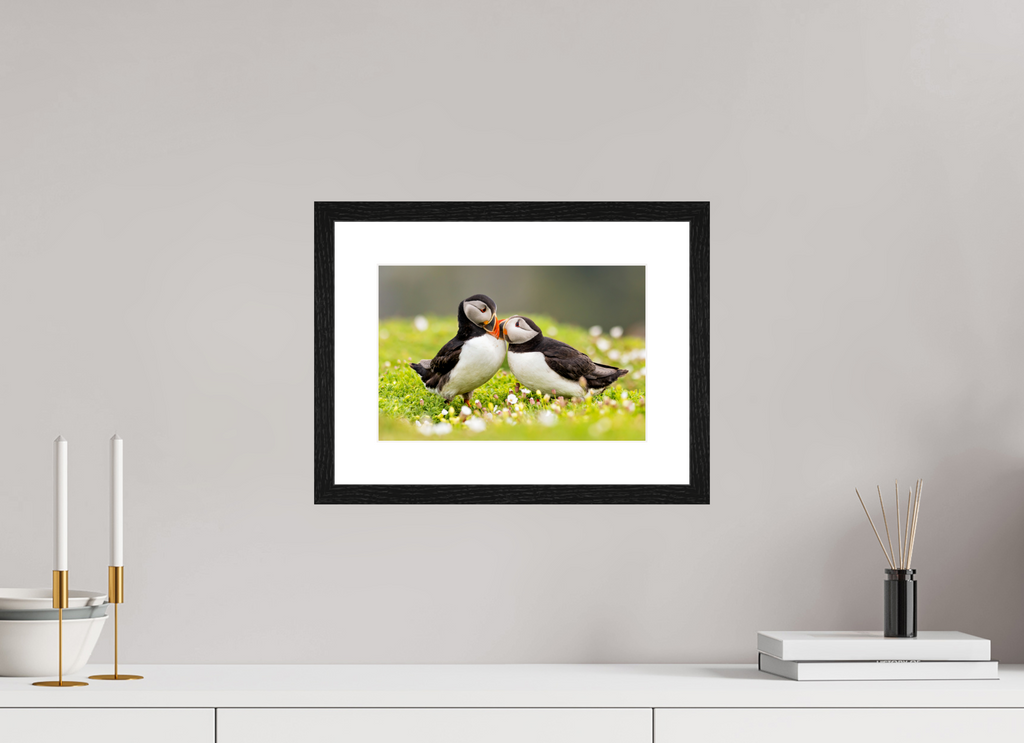 30 x 20 cm, Black Frames Puffin Love