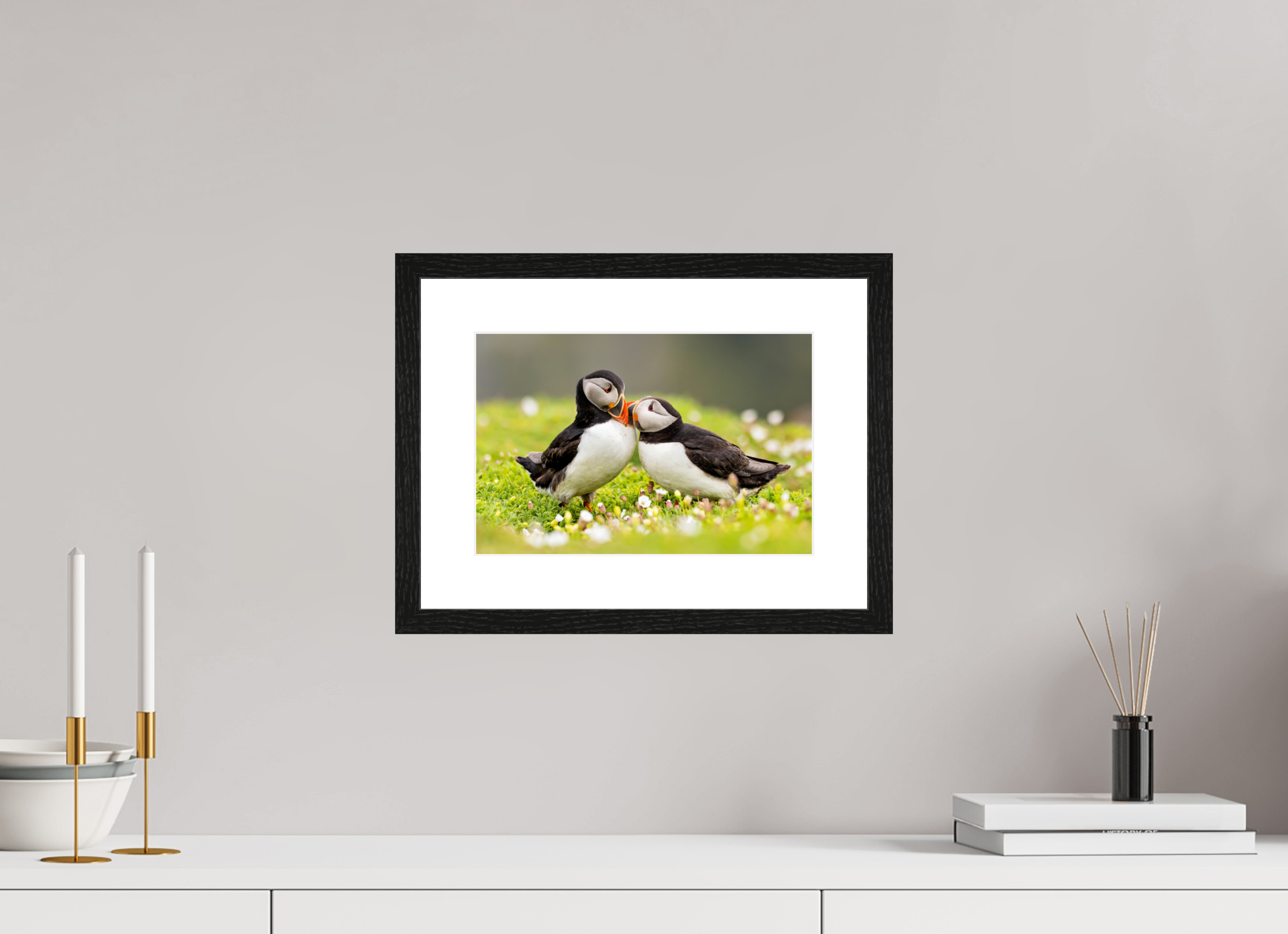 30 x 20 cm, Black Frames Puffin Love