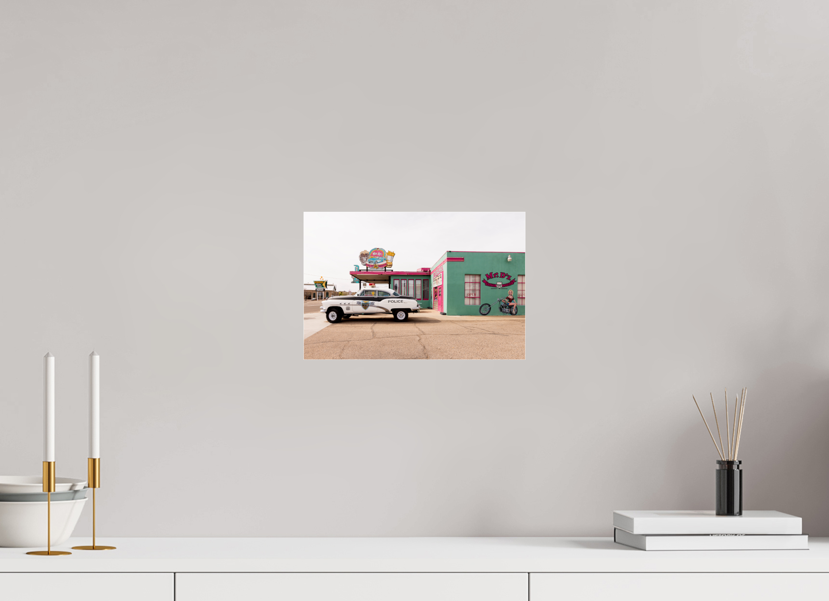30 x 20 cm, Photo Print Under Acrylic Glass Retro Styles on Route 66
