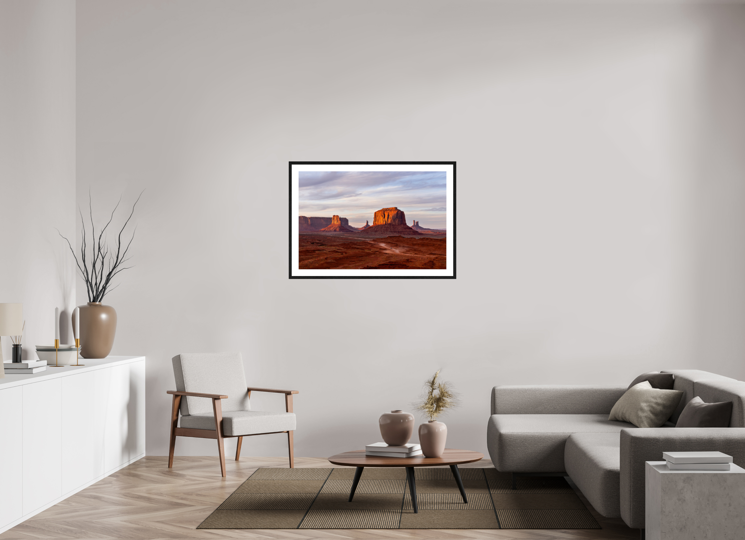 105 x 70 cm, Black Frames John Ford Point Monument Valley