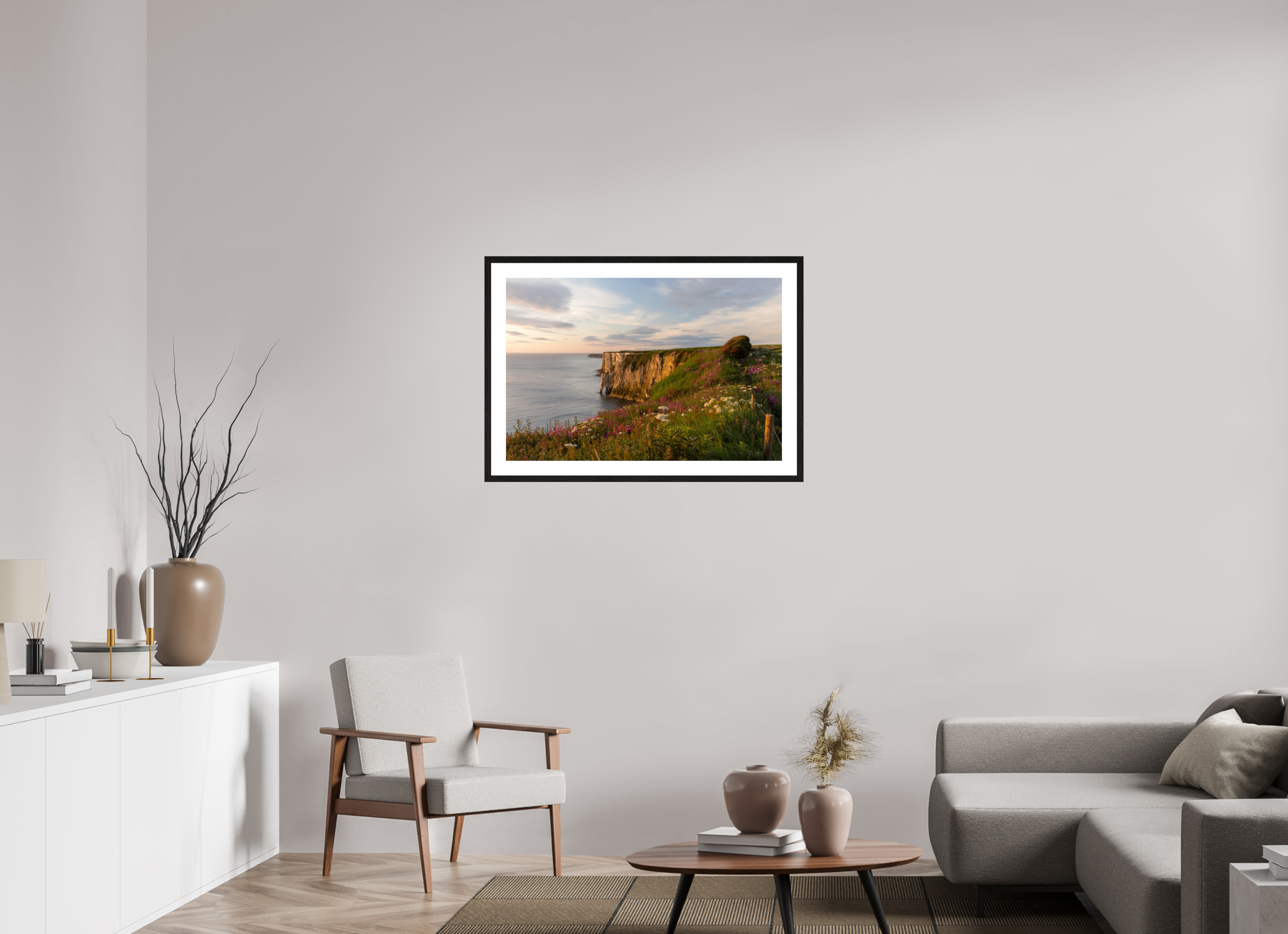 90 x 60 cm, Black Frames Bempton Cliffs