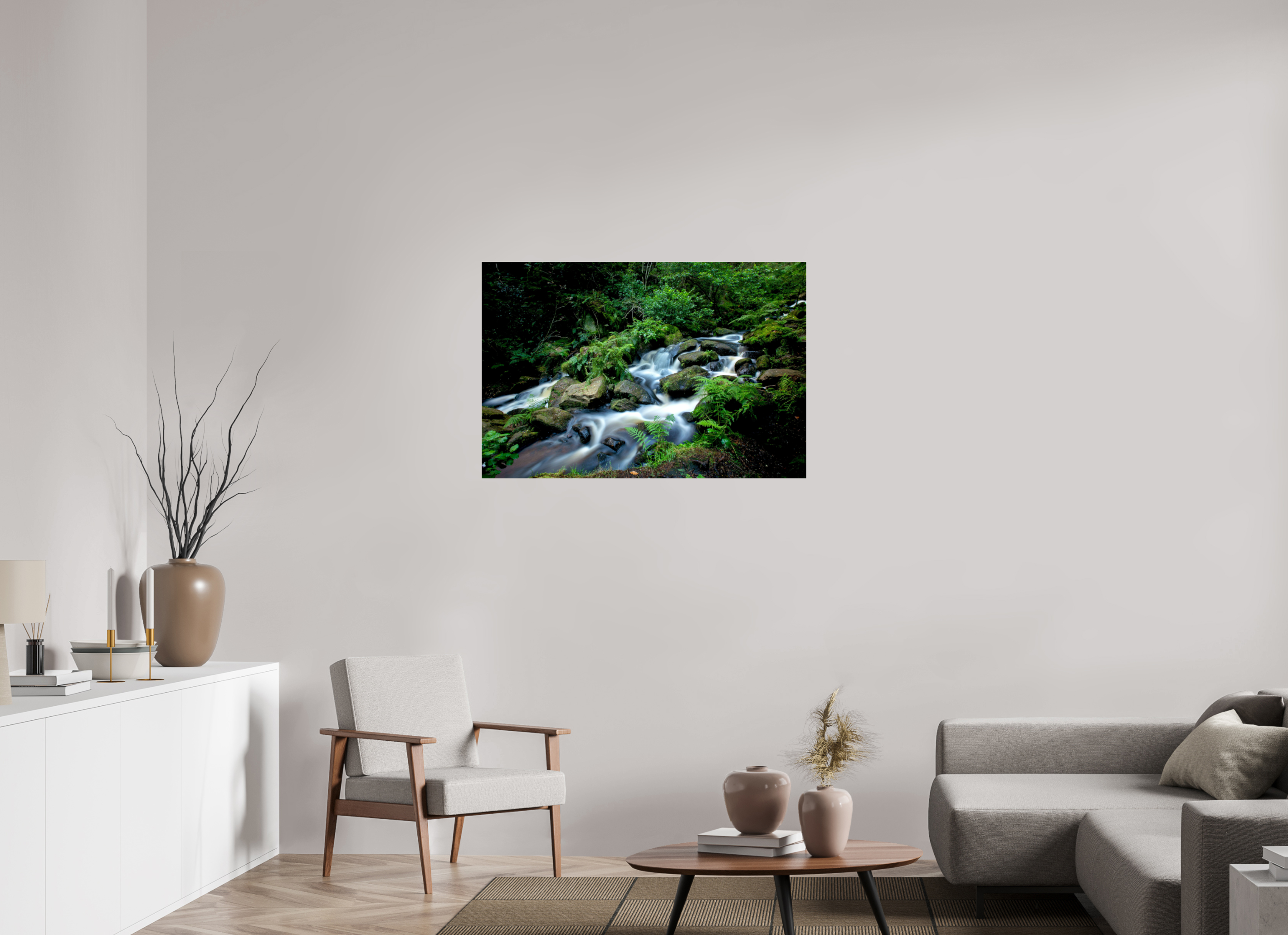 105 x 70 cm, Photo Print Under Acrylic Glass Rivelin Valley Water Fall