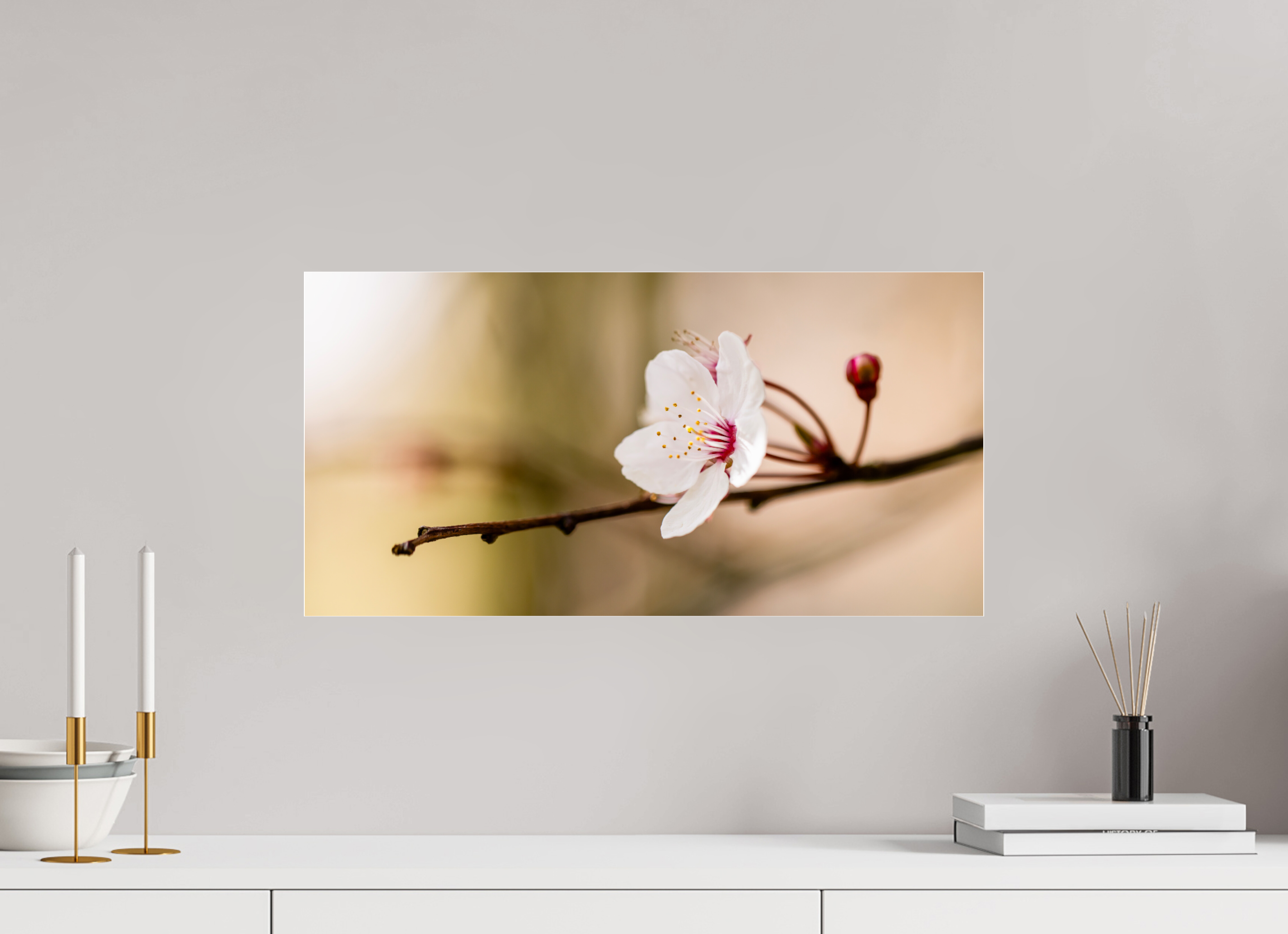 59.2 x 30 cm, Photo Print Under Acrylic Glass Cherry Blossom